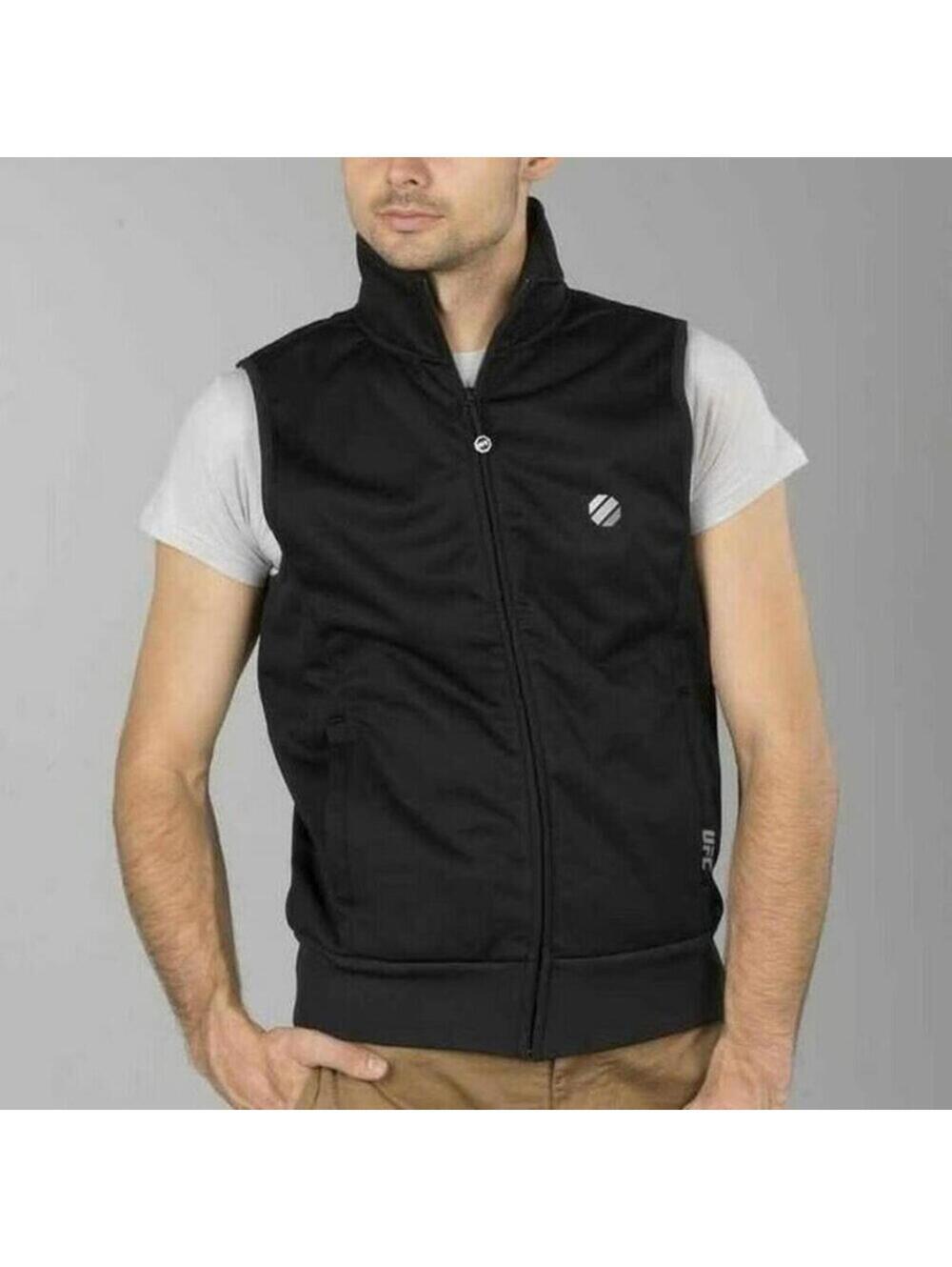 UFC Mens 2XL MMA Soft Shell Vest Jacket Black Sleeveless Pockets Zip Front NEW